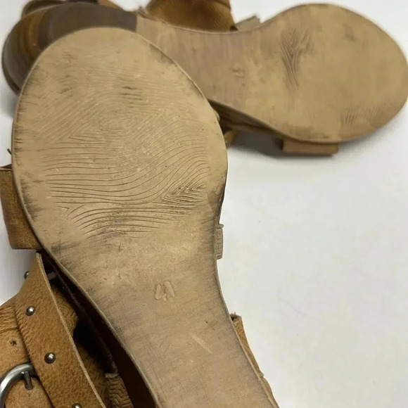 Miz Mooz Farley Sandals Shoes Leather Demi Wedge Open Toe Shoe Tan Brown Size 10 - Picture 8 of 11